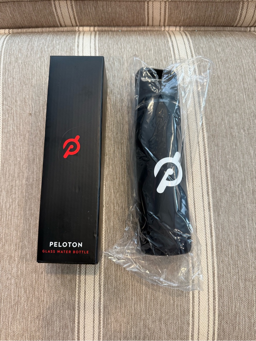 Peloton Black Glass Water Bottle with White Logo